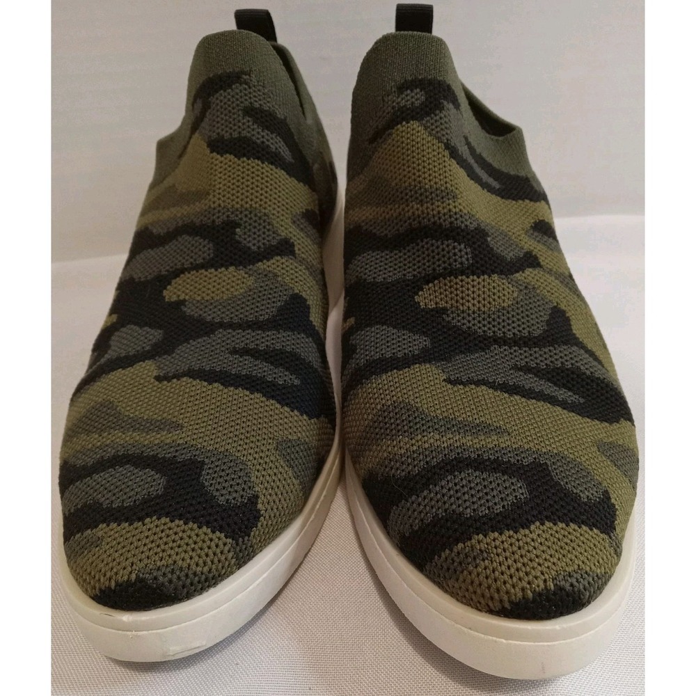 Steve Madden Camo Knit Wedge Sneakers Olive Green Camouflage Slip On 8.5M